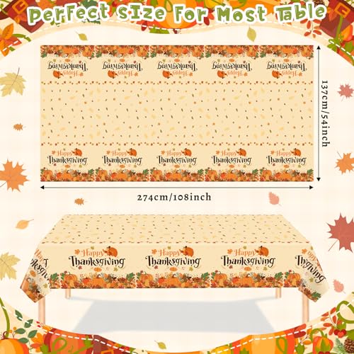 Thanksgiving Tablecloths, 3 Pack 54 x 108 Inch Plastic Table Covers - Thanksgiving-2