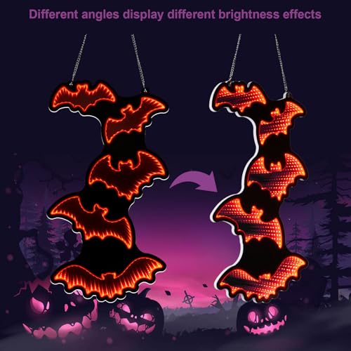 LED Bat Wall Decor Light - 3D Mirror Finish Halloween Sign with 10 Modes