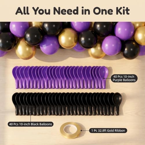 Purple and Black 80pcs 10-Inch Latex Balloons for Halloween Party Decorations