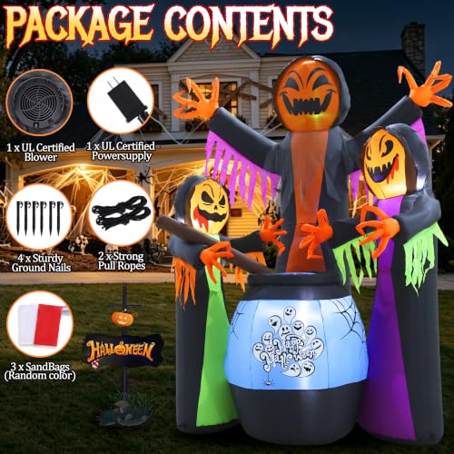 8FT Halloween Inflatable Witch Scene with Cauldron and Lights - Variation of This Listing