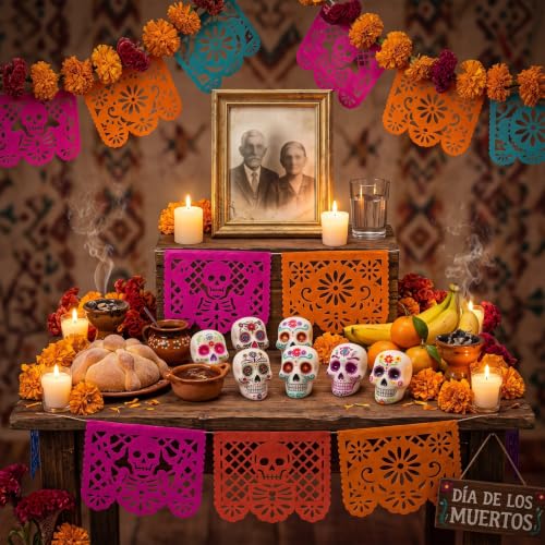 Colorful Day of The Dead Skulls Decorations - Mini Altar Sugar Skulls, 60 Pieces