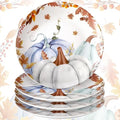 Uiifan 4 Piece Thanksgiving Ceramic Dinner Plates with Pumpkin Pattern - Autumn Tableware