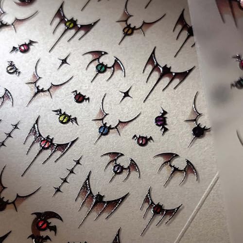 Halloween Bat Nail Stickers 5D Embossed Self-Adhesive Nail Art Decals - Halloween 01