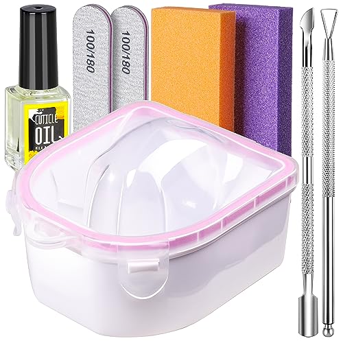 Manicure Nail Soaking Bowl Kit with Cuticle Tools & Oil - Dip & Polish Remover