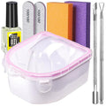 Manicure Nail Soaking Bowl Kit with Cuticle Tools & Oil - Dip & Polish Remover