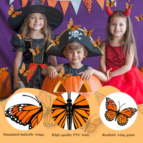 Monarch Butterfly Decorations - 24PCS 3D Fake Butterflies for Crafts, Halloween, Weddings & Home Decor - Style A