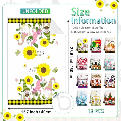 Seasonal Kitchen Towel Set - 12 Multicolor Holiday Dish Towels for All Occasions
