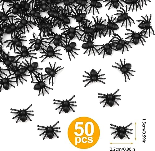 50pcs Realistic Halloween Spider Decorations - Scary Fake Spiders for Haunted House & Party Favors