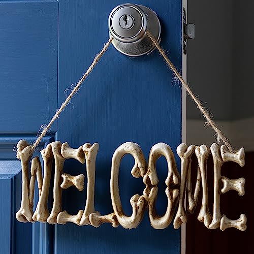 Halloween Skeleton Welcome Sign & Skull Wreath 2 Pack - Fall Door & Wall Decor