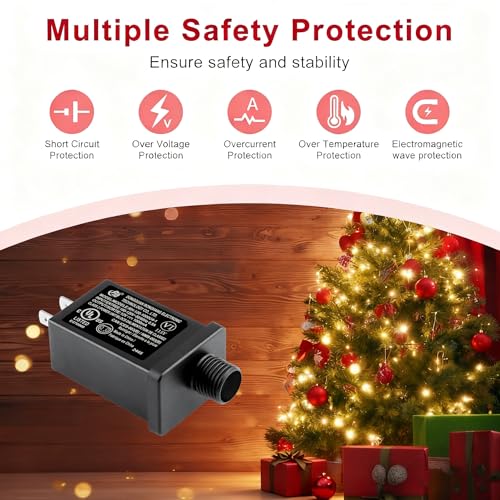 2-Pack Waterproof 12V Power Supply Adapter for LED String Lights & Inflatable Decorations