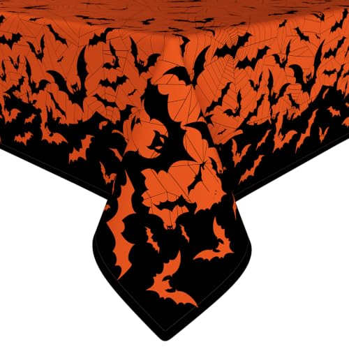 Halloween Spider Web Square Tablecloth 70x70 Inch - Stain Resistant & Washable