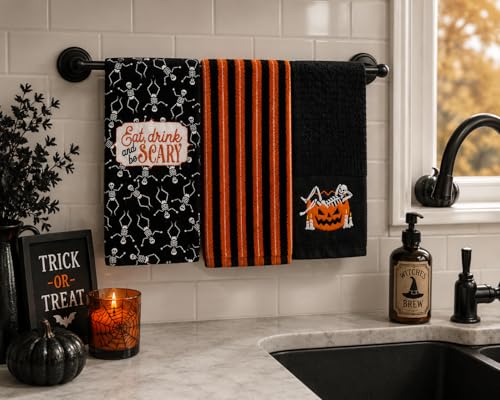 Serafina Home Skeleton Halloween Kitchen Towels Set - Skelly Bath Variation