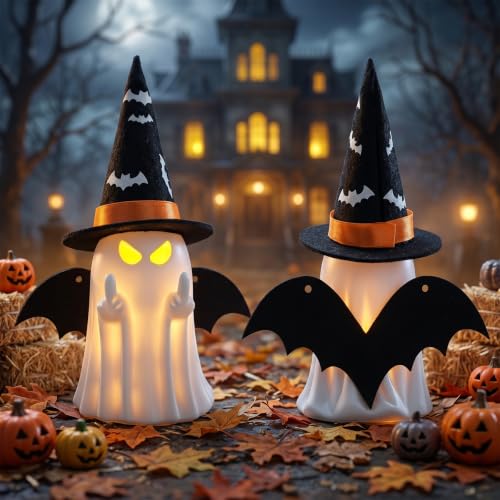 Spooky Halloween Ghost Figurine Indoor Decor - Hand-Painted Resin Statue, 4.7x6.6 Inches