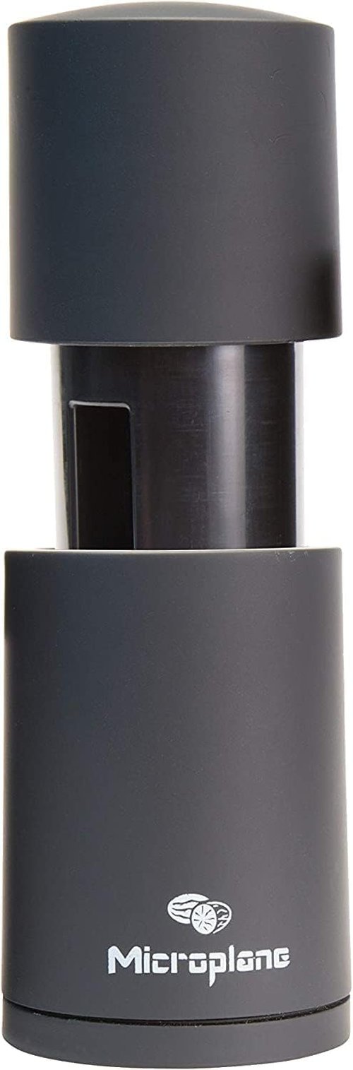 Microplane Spice Mill - Manual Cinnamon Grinder & Nutmeg Grater | Sleek Black Design