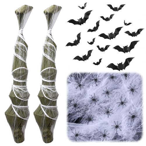 Halloween Hanging Corpse Decorations Set with Spiders and Bat Stickers - 72 Inch