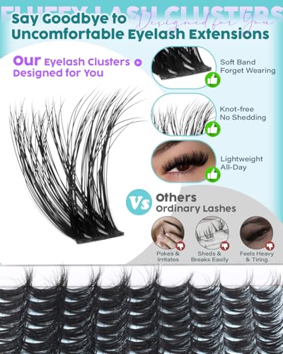 Fluffy Lash Clusters 12-16mm Wispy C Curl False Eyelash Extensions - B-Fluffy Variation