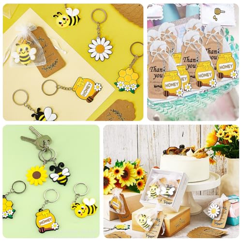 Honeypot Keychain Charm Bulk 20 Pcs - Cute Honey Bee Bag & Party Decor