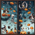Halloween Skeleton Window Clings Set - Spooky Decor for Glass & Mirrors, 8 Sheets