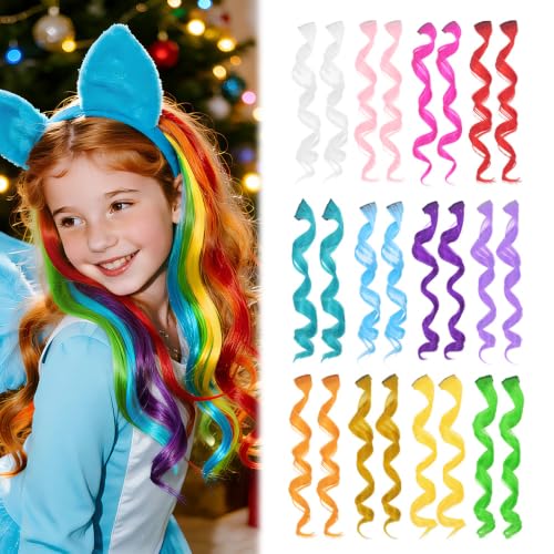 Dreamlover Colored Kids Crazy Hair Day Hair Extensions - Multi Colors 12.5 Inch, 24 Pieces