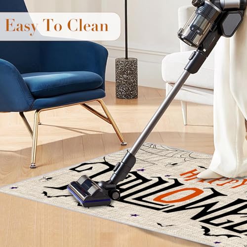 Halloween Kitchen Mat Set of 2 Non-Slip Washable Floor Rugs Ghost Pumpkin Decor
