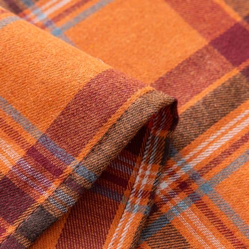Plaid Fall Thanksgiving Table Runner - Orange Red 13x48 Inches - AQOTHES