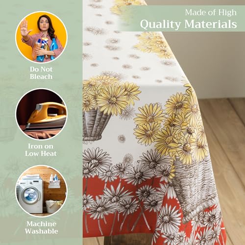 Maison d'Hermine 130 Bagatelle Tablecloth - 60 x 120 Inch Rectangular Cotton