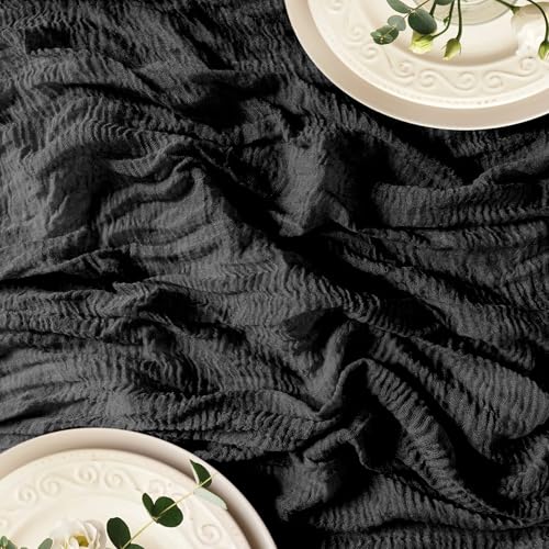 Black 10ft Table Runner Pack of 3 - Rustic Cheesecloth Wedding & Party Decor