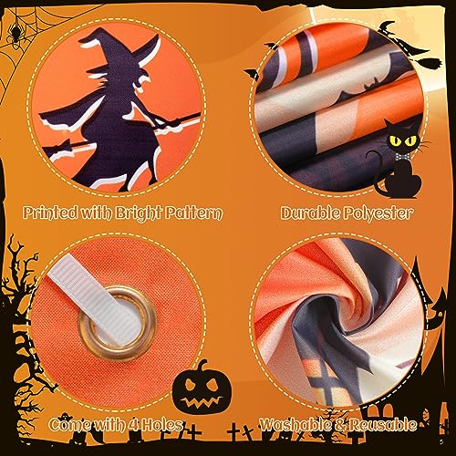 Halloween Door Cover - Happy Banner Decorations with Horror Pumpkin Witch Moon Bat - Brown