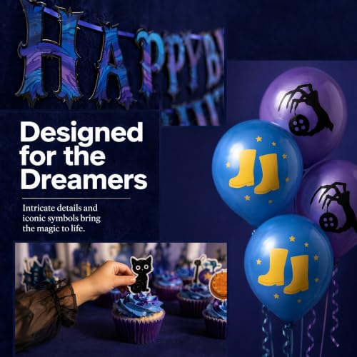 Halloween Birthday Party Decorations Set with Banner Balloons Cake Toppers Spooky Theme