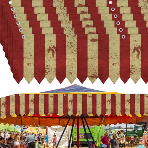 6 Pack Red White Striped Circus Tent Halloween Banner Set - Carnival Party Decor