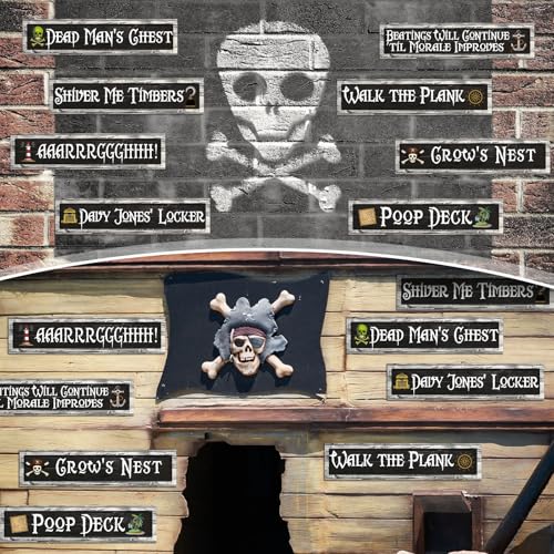 Pirate Theme Sign Cutouts Set for Halloween Party Wall Decorations