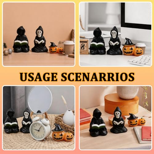 Halloween Gothic Reading Ghost Decorations - Faceless Skeleton Statues, Black Style 2