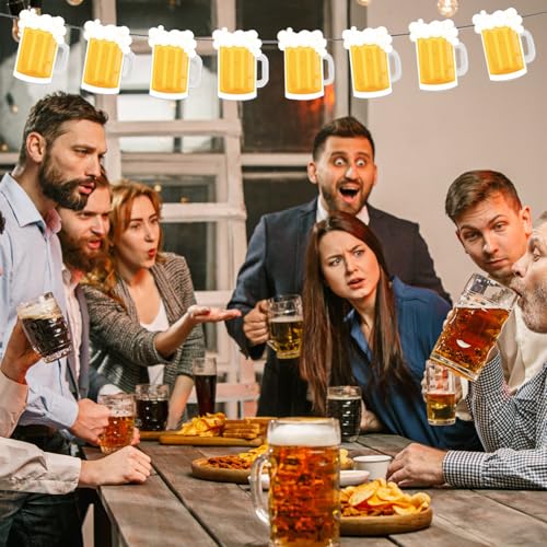 Beer Banner Party Decorations - Beer Mug Banner for Men’s Birthday Yellow