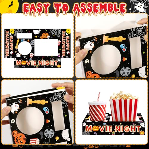 50Pcs Halloween Movie Night Snack Trays with Pumpkin Design - Party Supplies