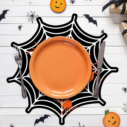 Halloween Spider Web Paper Placemats - Disposable Table Mats for Dining & Parties, 50 Pack, 13.4 Inch
