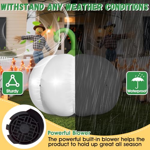 Giant White Inflatable Pumpkin with LED Lights for Halloween & Fall Decor