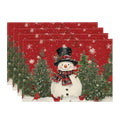 Christmas Placemats Set of 4 - 12 x 18 Inch Holiday Rustic Table Decor - Red Variation