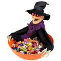 Animated Halloween Witch Candy Bowl with Moving Arms & Glowing Eyes