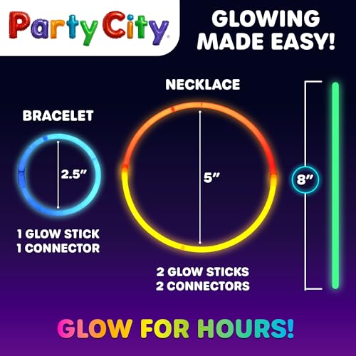 500 8-Inch Neon Glow Sticks Bulk Party Pack with Connectors for Kids & Adults - Bright Neon Party Supplies