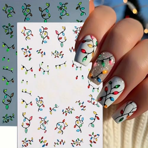 Christmas Nail Art Stickers Glow in The Dark Lights Snowflake Santa 6PCS - Self-Adhesive Xmas Decals for Women