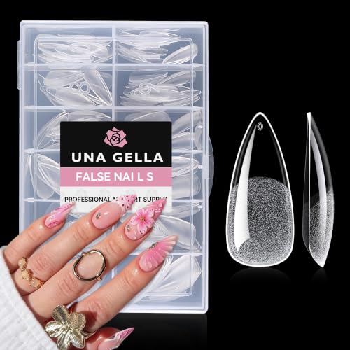 Medium Stiletto Gel Nail Tips - Full Cover 216PCS, Deep Frosted Design