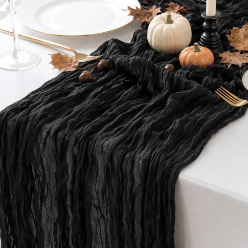 Black Cheesecloth Table Runner 10ft Fall Autumn Decor for Weddings & Parties - 1pc