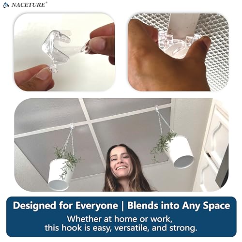 50 Pack Clear Drop Ceiling Hooks for Suspended Ceilings - Strong & Easy Install