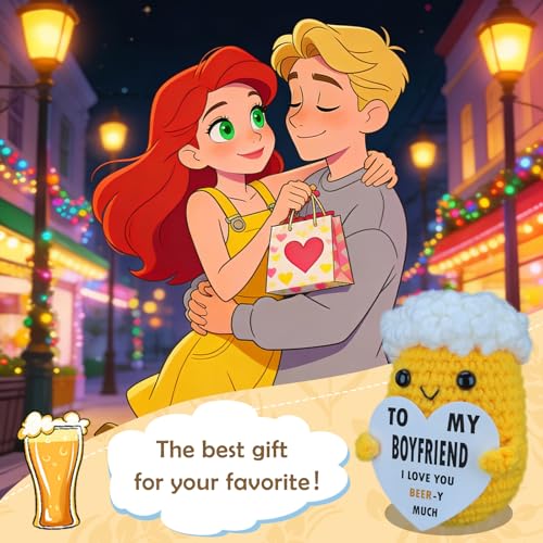 Boyfriend Easter Gift - Handmade Crochet Beer Ornament with Heart Message