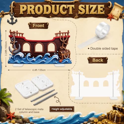 Pirate Ship Cardboard Cutout Stand Up - 4.4 ft Nautical Photo Backdrop for Parties