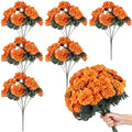 Artificial Fall Marigold Flowers 13 Inch - Orange, 6 Pack for Halloween & Decor