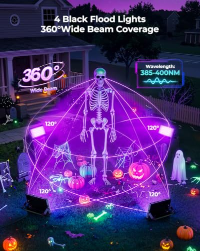 Black LED Flood Light 50W Blacklight for Glow Party & Halloween - Black / 4