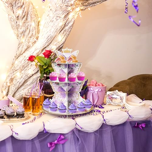 Purple Butterfly Cupcake Stand 3-Tier Party Dessert Tower - Variation of THIS listing