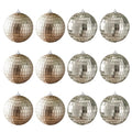 Disco Ball Set of 12 Gold Mirror Ornaments for Party & Holiday Decor