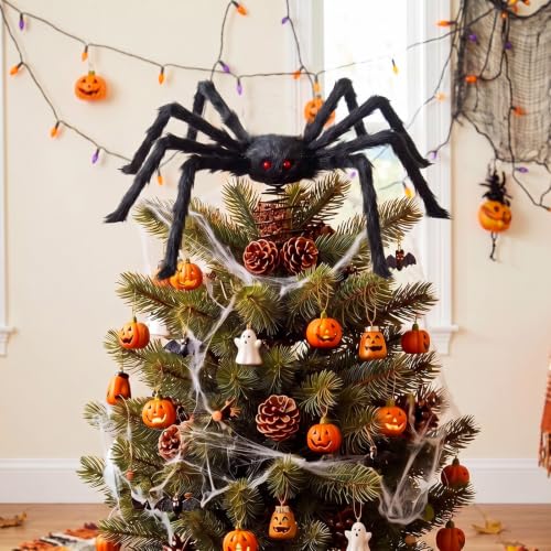 Halloween Spider Tree Topper Crawler - Spooky Gothic Decor for Christmas & Party
